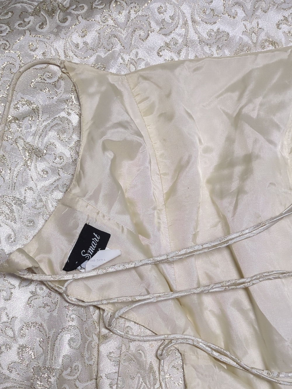 Renaissance Baroque Ivory Gold Girls Square Neck Dress Size Small* - Picture 11 of 15